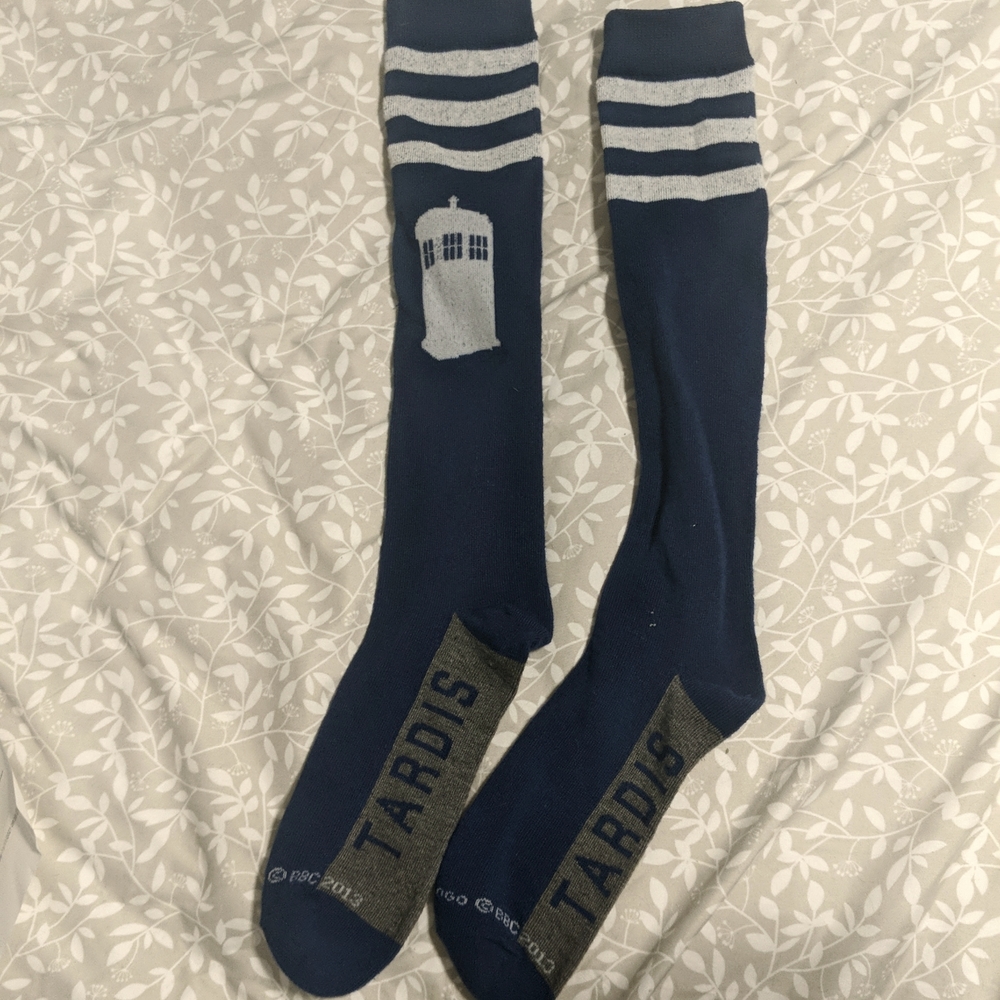 Doctor Who TARDIS blue knee socks